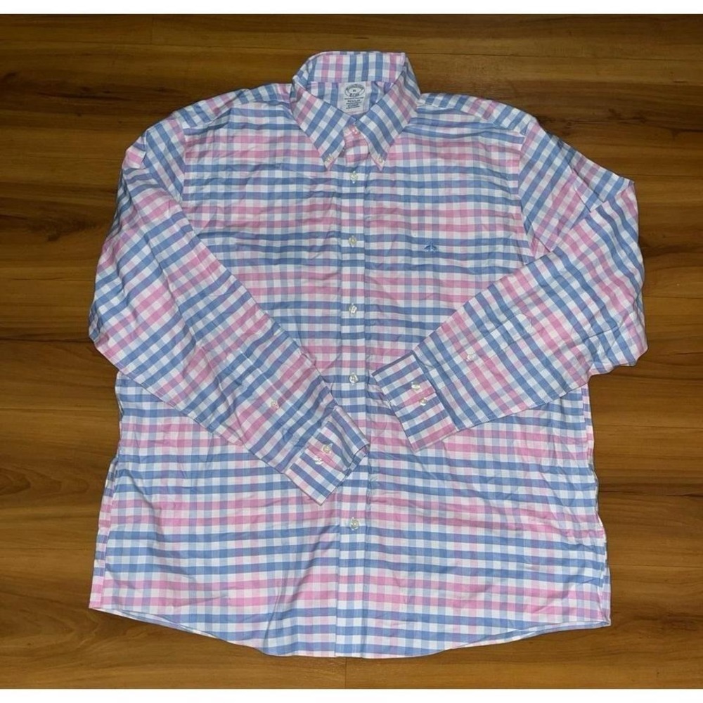 Mens NWOT Brooks Brothers Gingham Regular Checkered Button Up Shirt
